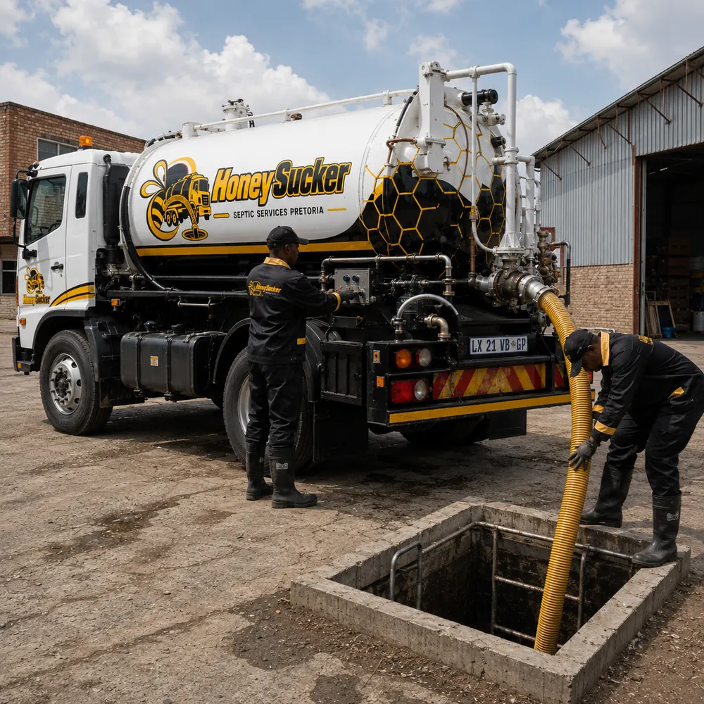 Technicians preparing equipment for septic tank cleaning in Pretoria