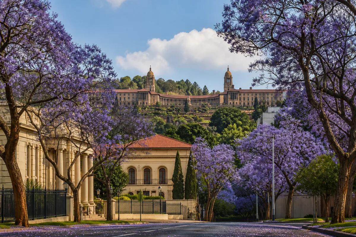 Jacaranda streets, embassy buildings and Union Buildings views in Arcadia, within HoneySucker's Pretoria Central septic service coverage