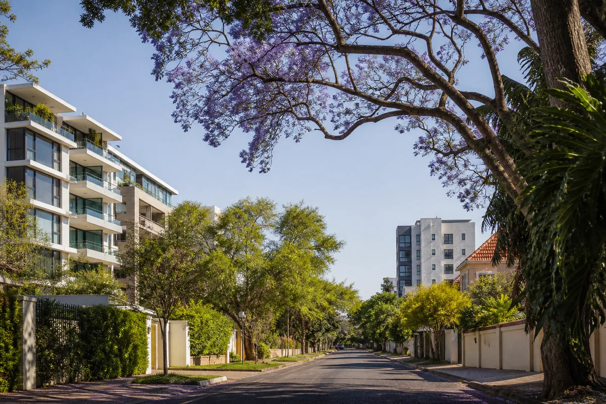 Tree-lined streets with apartments and established homes in Nieuw Muckleneuk, within HoneySucker's Pretoria Central septic service coverage