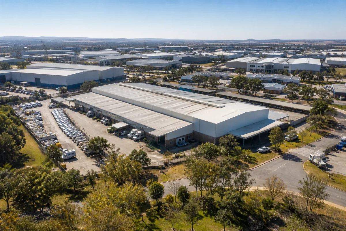 Industrial warehouses, workshops and vehicle yards in Sunderland Ridge Industrial, within HoneySucker's Centurion Pretoria septic service coverage